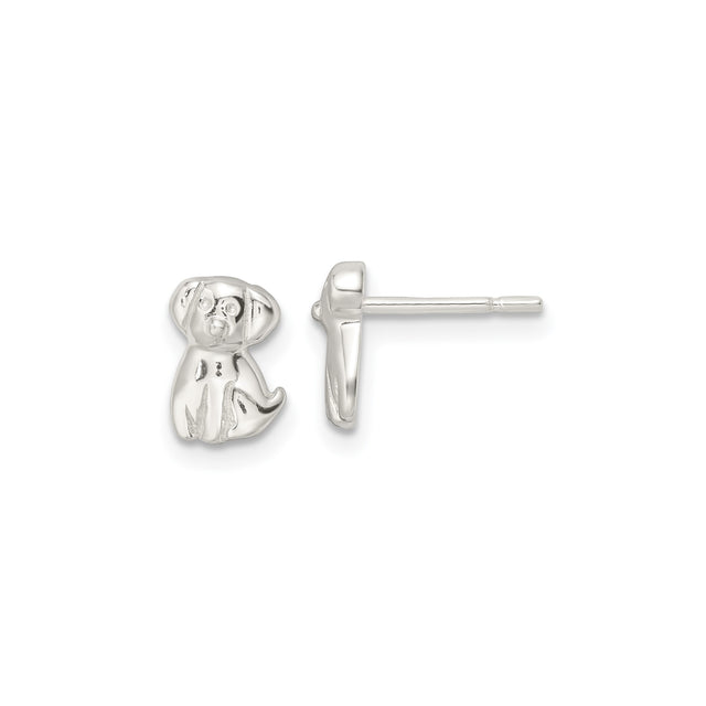 Sterling Silver Dog Stud Earrings with Playful Puppy Design for Women and Girls