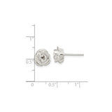 Sterling Silver Rose Stud Earrings with Detailed Floral Design for Women