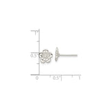Sterling Silver Flower Stud Earrings with Five Petal Design and Textured Center