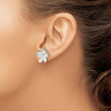 Sterling Silver Flower Stud Earrings with High Polish Plumeria Design for Women