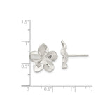 Sterling Silver Flower Stud Earrings with High Polish Plumeria Design for Women