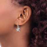 Sterling Silver Starfish Dangle Earrings with Cubic Zirconia, Ocean-Inspired Nautical Design