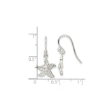 Sterling Silver Starfish Dangle Earrings with Cubic Zirconia, Ocean-Inspired Nautical Design