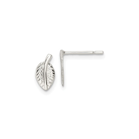 Sterling Silver Leaf Stud Earrings with Nature Inspired Botanical Design for Women