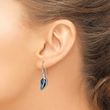 Sterling Silver Drop Earrings with Abalone Inlay, Leaf Shaped Boho Artisan Design