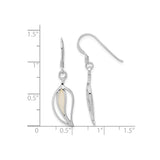 Sterling Silver Dangle Earrings with Mother of Pearl, Open Leaf Design, Minimalist Botanical Style