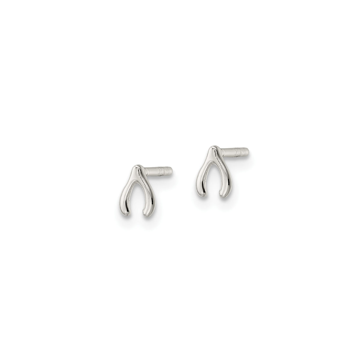Sterling Silver Wishbone Stud Earrings Polished Hope Charm