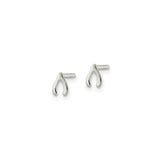Sterling Silver Wishbone Stud Earrings Polished Hope Charm