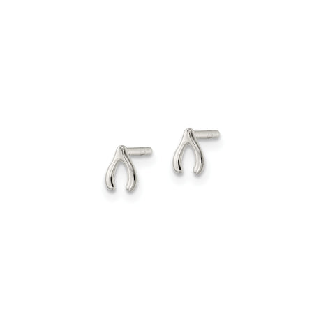 Sterling Silver Wishbone Stud Earrings Polished Hope Charm