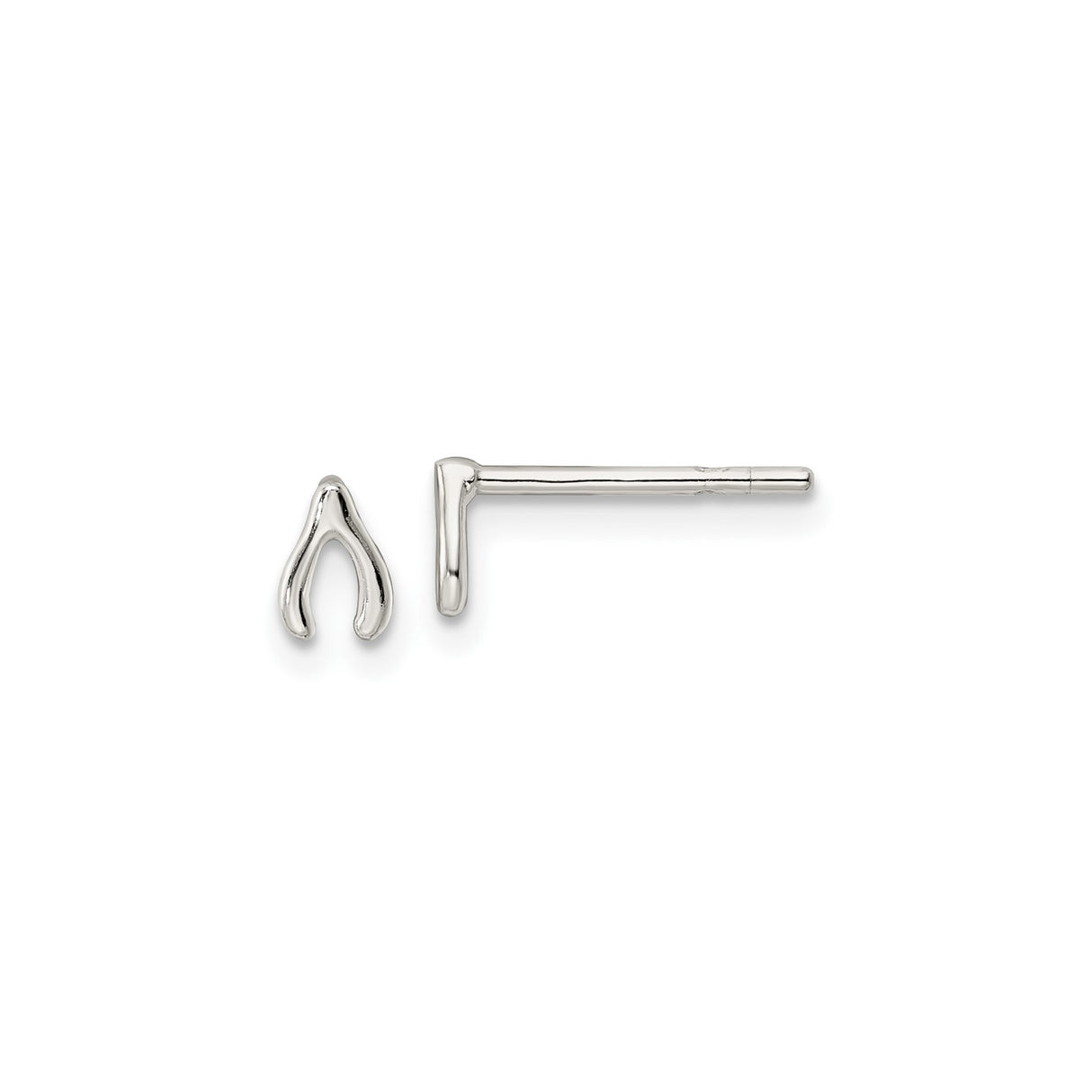 Sterling Silver Wishbone Stud Earrings for Women, Minimalist Symbolic Jewelry with Hope and Luck Charm, Small Polished Silver Studs, Lightweight Everyday Fashion Earrings, Modern Dainty Style