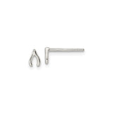 Sterling Silver Wishbone Stud Earrings for Women, Minimalist Symbolic Jewelry with Hope and Luck Charm, Small Polished Silver Studs, Lightweight Everyday Fashion Earrings, Modern Dainty Style