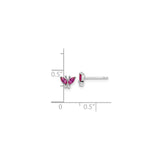 Sterling Silver Butterfly Stud Earrings with Pink Marquise Cubic Zirconia