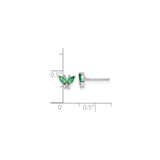 Sterling Silver Butterfly Stud Earrings with Marquise Cut Green Cubic Zirconia, Nature Inspired Design
