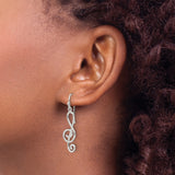 Sterling Silver Dangle Earrings with Treble Clef Openwork Musical Design