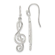 Sterling Silver Dangle Earrings with Treble Clef Openwork Musical Design