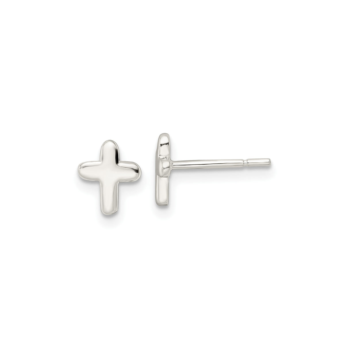 Sterling Silver Cross Pendant with Polished Latin Cross Charm and Geometric Style