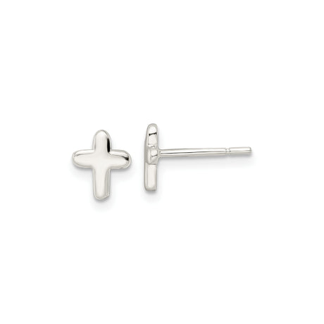 Sterling Silver Cross Pendant with Polished Latin Cross Charm and Geometric Style