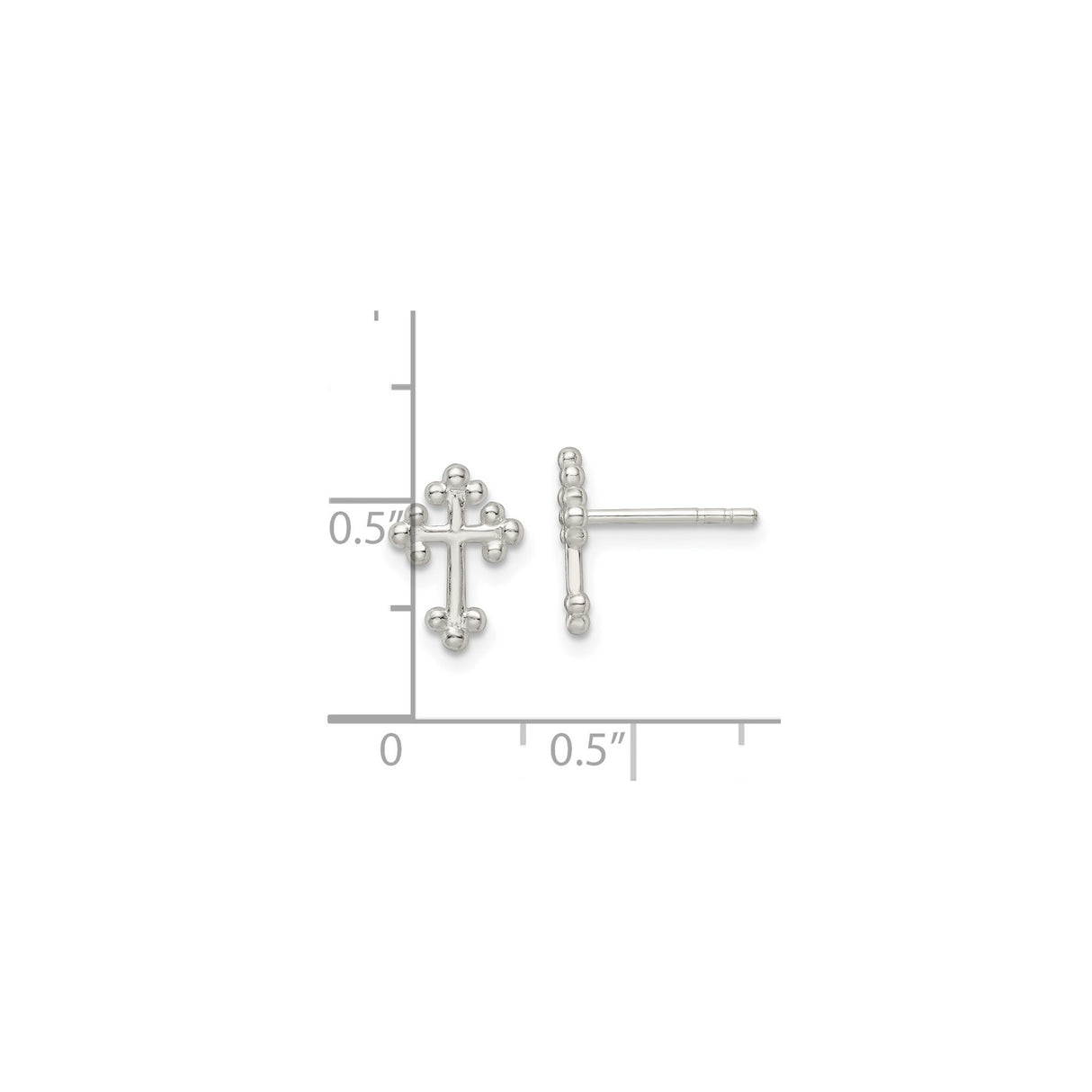 Sterling Silver Budded Cross Earrings, Textured Finish, Unisex Spiritual Jewelry Studs