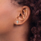 Sterling Silver Cross Pendant and Earrings Set with Cubic Zirconia, Bezel Set Religious Style