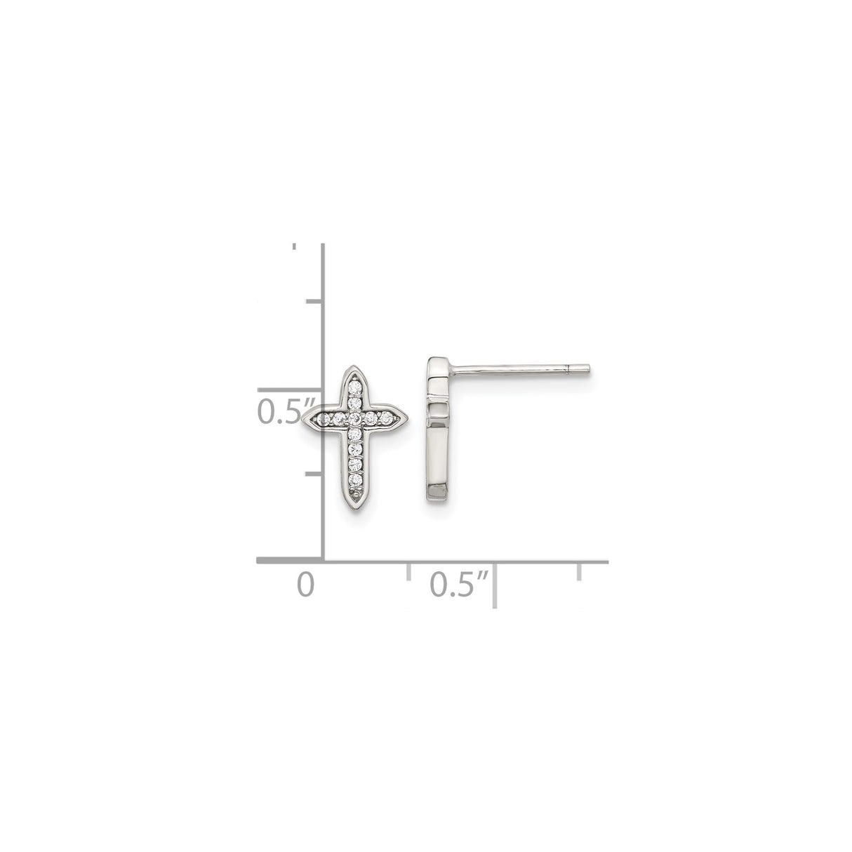 Sterling Silver Cross Pendant with Cubic Zirconia, Polished Finish, Unisex Religious Jewelry