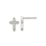 Sterling Silver Cross Pendant with Cubic Zirconia, Polished Finish, Unisex Religious Jewelry