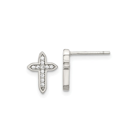 Sterling Silver Cross Pendant with Cubic Zirconia, Polished Finish, Unisex Religious Jewelry