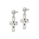 Sterling Silver Cross Earrings, Diamond Cut Religious Dangle Design for Men and Women