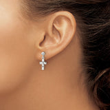 Sterling Silver Cross Earrings, Diamond Cut Religious Dangle Design for Men and Women