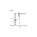 Sterling Silver Cross Earrings, Diamond Cut Religious Dangle Design for Men and Women