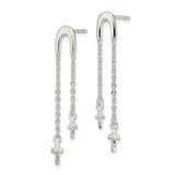 Sterling Silver Cross Pendant with Layered Chains and Polished Drops Design