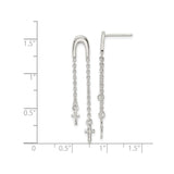 Sterling Silver Cross Pendant with Layered Chains and Polished Drops Design