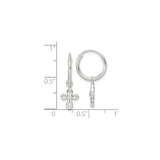 Sterling Silver Cross Pendant with Cubic Zirconia Center, Polished Modern Religious Jewelry