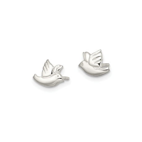 Sterling Silver Dove Earrings Religious Bird Studs