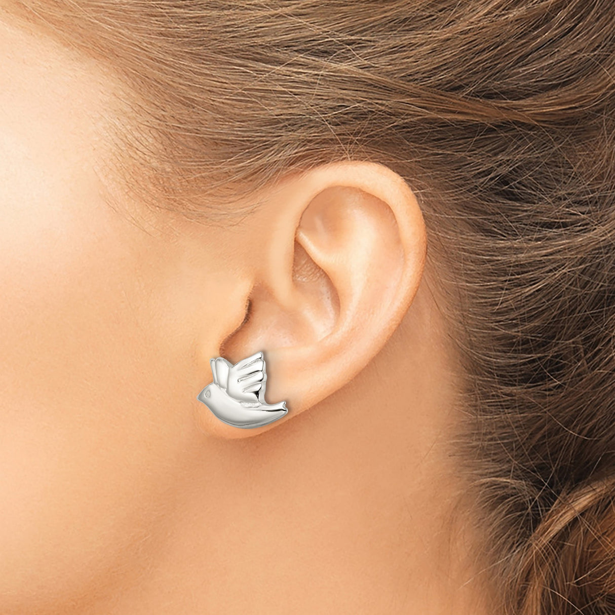 Sterling Silver Dove Earrings Religious Bird Studs