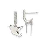 Sterling Silver Dangle Earrings with Flying Dove Charm and Cubic Zirconia Accents, Spiritual Symbol Jewelry for Women, Christian Earrings for Faith, Religion, Baptism, Confirmation and Church Wear