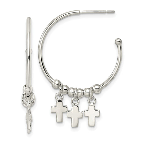Sterling Silver Cross Pendant with Clean Line Design and Faith Accents for Men and Women