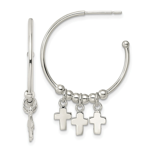 Sterling Silver Cross Pendant with Clean Line Design and Faith Accents for Men and Women