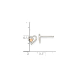 Sterling Silver Open Heart Stud Earrings with Rose Gold Accent, Romantic Dual Tone Design