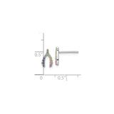 Sterling Silver Wishbone Stud Earrings Multicolor CZ Stones
