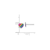 Sterling Silver Heart Stud Earrings with Rainbow Enamel, LGBTQ Pride Jewelry