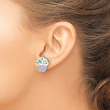 Sterling Silver Cupcake Stud Earrings with Colorful Enamel and Rainbow Sprinkles, Whimsical Style