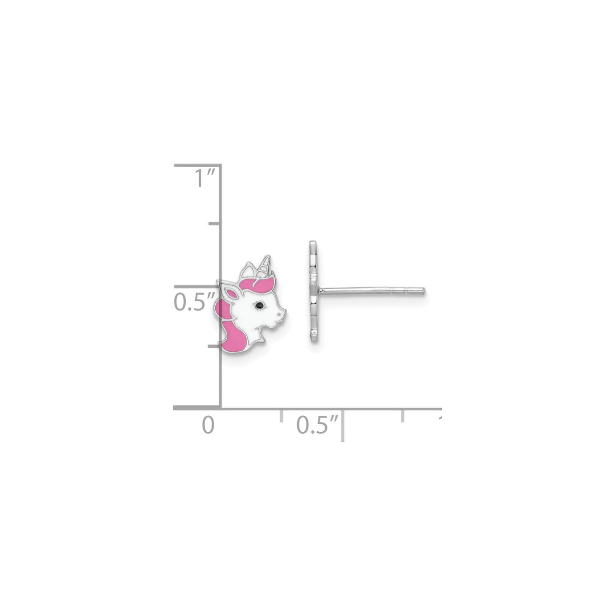 Sterling Silver Unicorn Stud Earrings Pink White Enamel