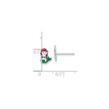 Sterling Silver Mermaid Stud Earrings with Enamel Red Hair, Green Tail, and Blue Accents
