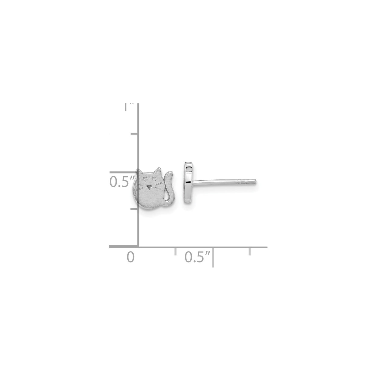 Sterling Silver Cat Face Stud Earrings, Minimalist Feline Silhouette Design for Women