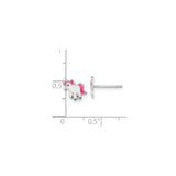 Sterling Silver Unicorn Stud Earrings Pink White Enamel