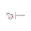Sterling Silver Unicorn Stud Earrings with Pink and White Enamel, Hypoallergenic Post Earrings for Girls, Whimsical Unicorn Design, Everyday Fantasy Jewelry, Cute Magical Ear Accessories