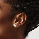 Sterling Silver Unicorn Stud Earrings With Aqua Enamel