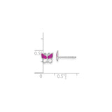 Sterling Silver Butterfly Stud Earrings with Pink and White Enamel, Youthful Style for Girls and Women