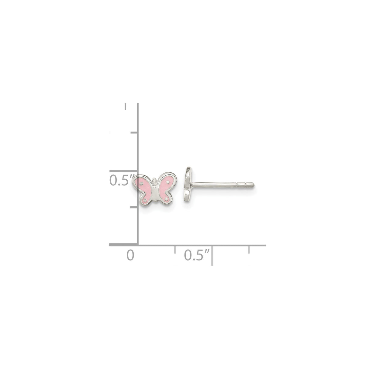 Sterling Silver Butterfly Stud Earrings with Pink Enamel, Dainty Design for Girls and Teens