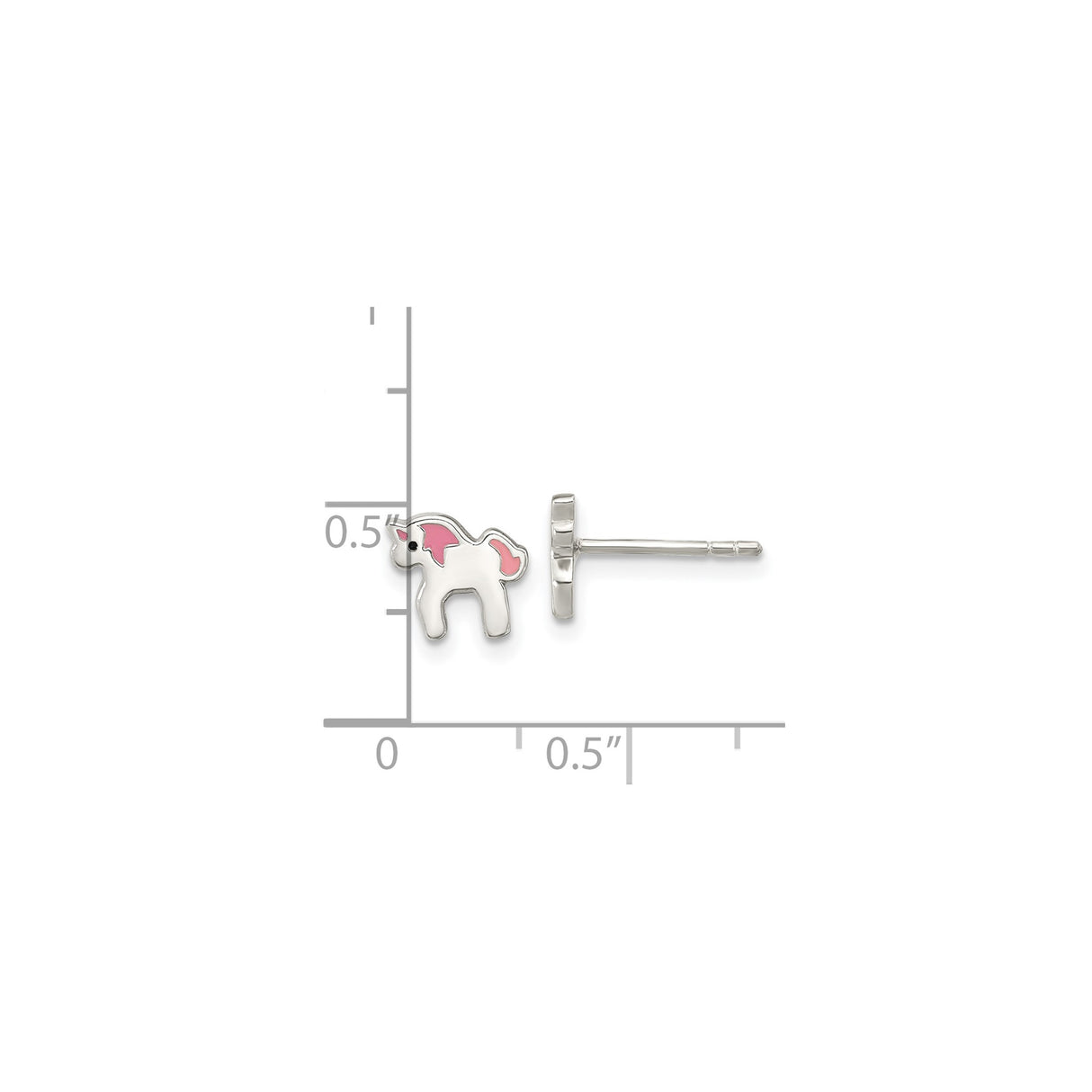 Sterling Silver Unicorn Stud Earrings With Pink Enamel